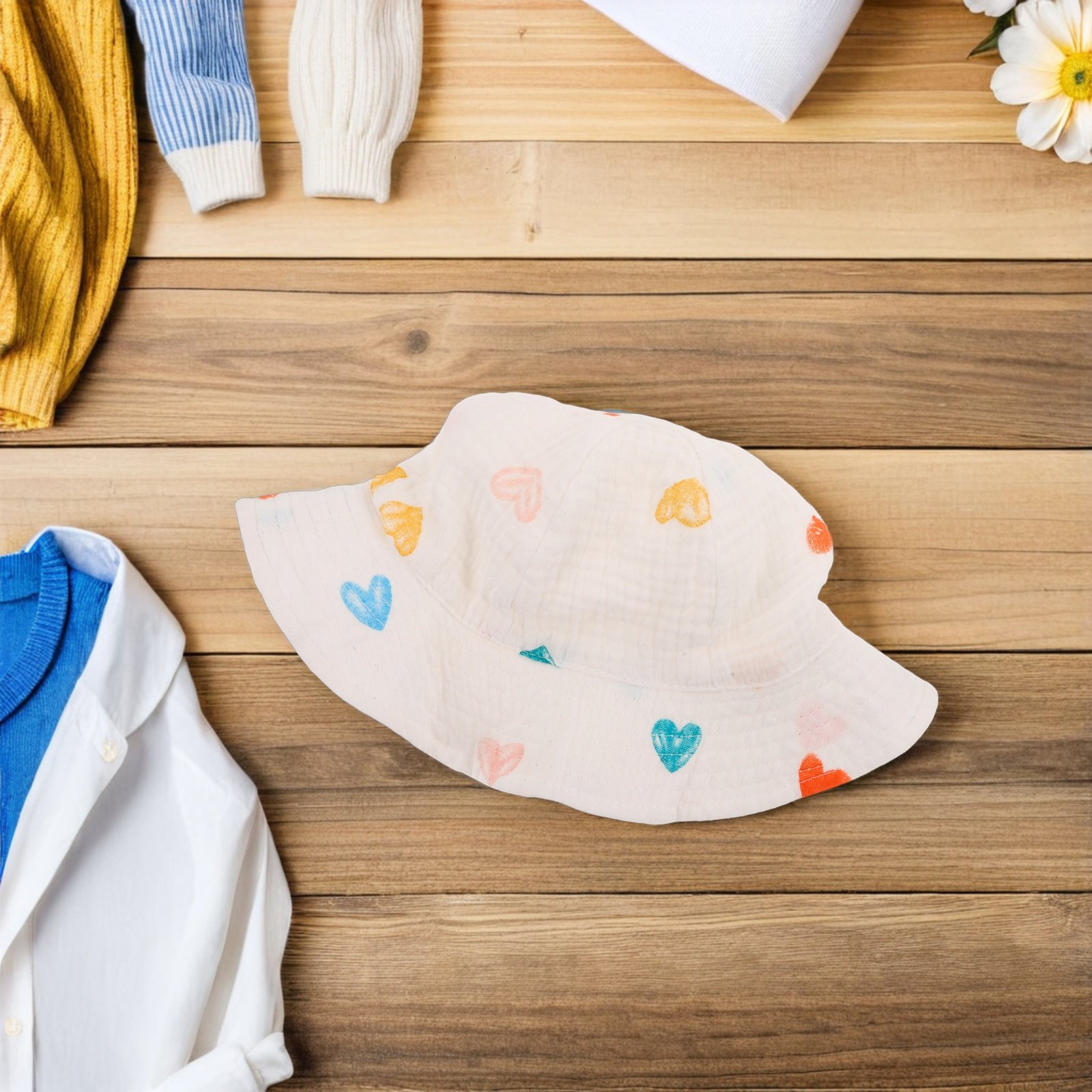 Bucket Hat Cotton - Topi Bayi, Bahan Katun Lembut dan