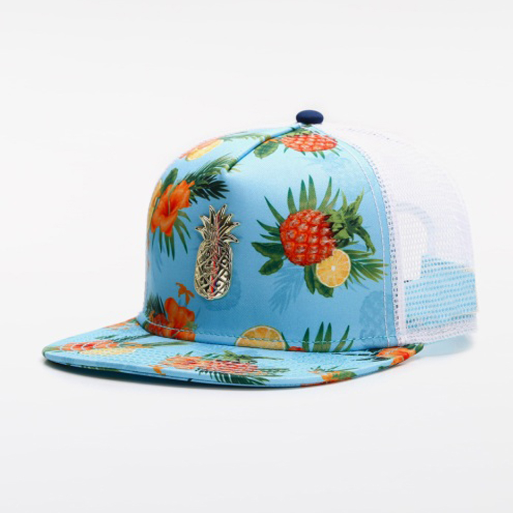 Topi Trucker Cetak Bunga Buah  - Snapback Hat Flat ulasan dan harga