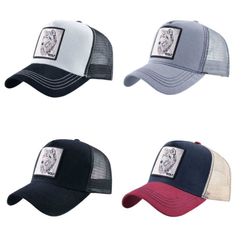 Topi Bisbol Jaring Bordir Wolf - Trucker Cap Mesh ulasan dan harga